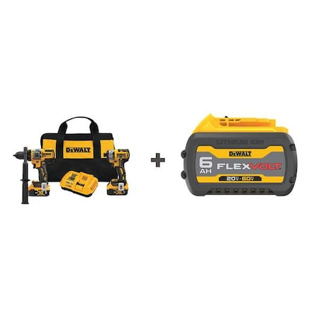 Dewalt Combination Kit, 20V DCK2100P2/DCB606