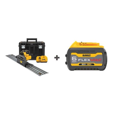 Dewalt Cordless Track Saw Kit, 6-1/2 in Blade DCS520T1/DCB606