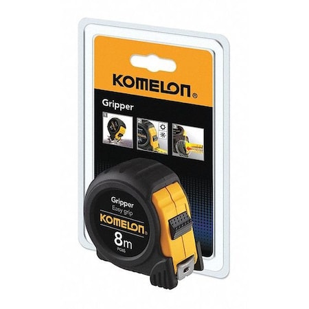 Komelon 8m Metric Tape Measure, 25mm Blade, Black PG85