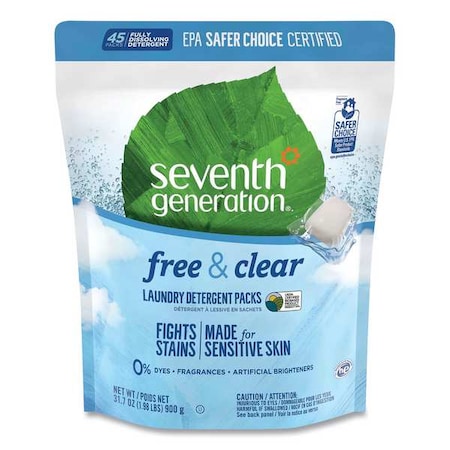 Seventh Generation Laundry Detergent, 31.7 oz Pack, Powder, Unscented, 360 PK SEV22977