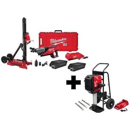 Milwaukee Tool MX FUEL Handheld Core Drill Kit w/ Stand + MX FUEL Breaker Kit MXF301-2CXS, MXF368-1XC