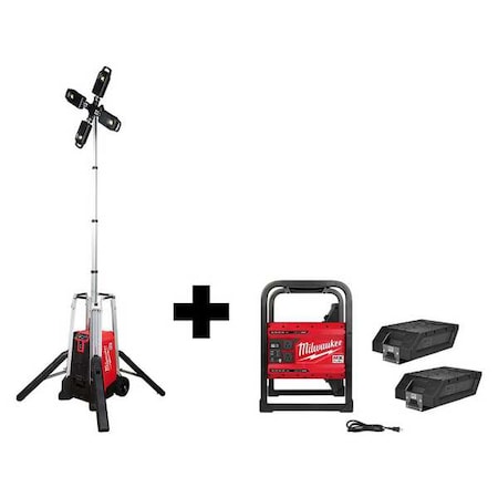 Milwaukee Tool CordlessTripodLight, BatteryIncl, 24 3/4"L MXF041-1XC, MXF002-2XC