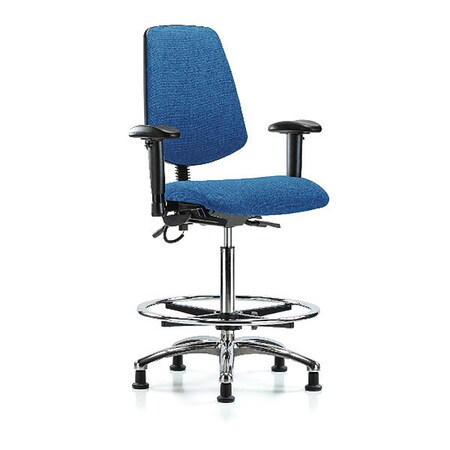 Zoro Select ESD Task Chair, Fabric, Blue, 26-1/4 in to 36 in Seat Height, 6-Way Adjustable Arms BR-ESD-FHBCH-MB-CR-T1-A1-CF-EG-ESDBLU