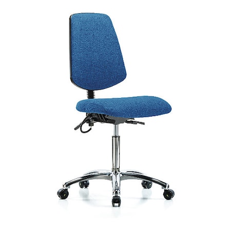 Zoro Select ESD Task Chair, Fabric, Blue, 21-1/2 in to 29 in Seat Height, No Arms Arms, Rolling BR-ESD-FMBCH-MB-CR-T0-A0-NF-EC-ESDBLU