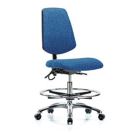 Zoro Select ESD Task Chair, Fabric, Blue, 21-1/2 in to 29 in Seat Height, No Arms Arms, Rolling BR-ESD-FMBCH-MB-CR-T1-A0-CF-EC-ESDBLU