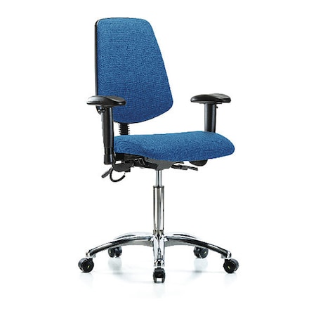 Zoro Select ESD Task Chair, Fabric, Blue, 21-1/2 in to 29 in Seat Height, 6-Way Adjustable Arms, Rolling BR-ESD-FMBCH-MB-CR-T0-A1-NF-EC-ESDBLU