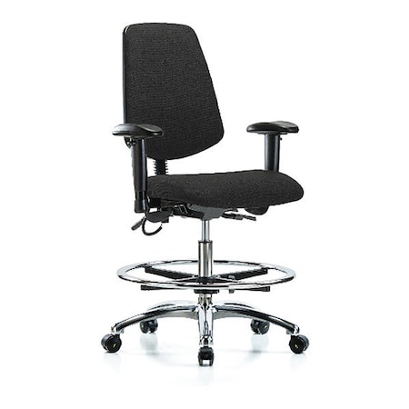 Zoro Select ESD Task Chair, Fabric, Black, 21-1/2 in to 29 in Seat Height, 6-Way Adjustable Arms, Rolling BR-ESD-FMBCH-MB-CR-T0-A1-CF-EC-ESDBLK