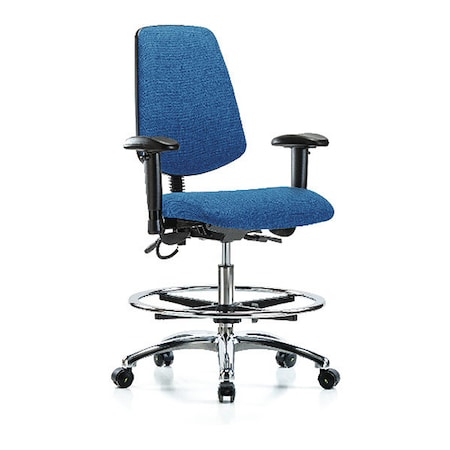 Zoro Select ESD Task Chair, Fabric, Blue, 21-1/2 in to 29 in Seat Height, 6-Way Adjustable Arms, Rolling BR-ESD-FMBCH-MB-CR-T0-A1-CF-EC-ESDBLU