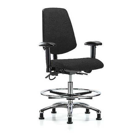 Zoro Select ESD Task Chair, Fabric, Black, 21-1/2 in to 29 in Seat Height, 6-Way Adjustable Arms BR-ESD-FMBCH-MB-CR-T0-A1-CF-EG-ESDBLK