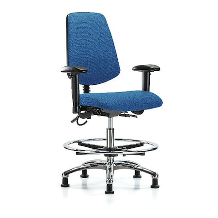 Zoro Select ESD Task Chair, Fabric, Blue, 21-1/2 in to 29 in Seat Height, 6-Way Adjustable Arms BR-ESD-FMBCH-MB-CR-T1-A1-CF-EG-ESDBLU