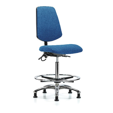 Zoro Select ESD Task Chair, Fabric, Blue, 26-1/4 in to 36 in Seat Height, No Arms Arms, Non-Marring Glides BR-ESD-FHBCH-MB-CR-T1-A0-CF-EG-ESDBLU