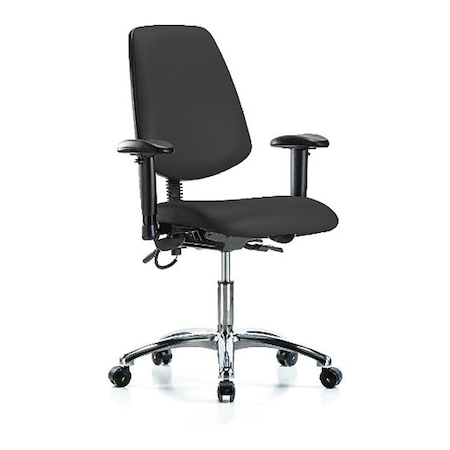 Zoro Select ESD Task Chair, Adjustable Arms, 19" to 24" Height, Black BR-ESD-VDHCH-MB-CR-T1-A1-EC-ESDBLK