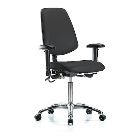 Zoro Select ESD Task Chair, Adjustable Arms, 21-1/2" to 29" Height, Black BR-ESD-VMBCH-MB-CR-T1-A1-NF-EC-ESDBLK