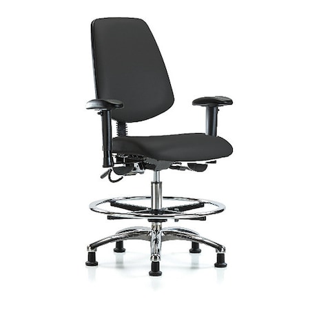 Zoro Select ESD Task Chair, Vinyl (Antibacterial), Black, 21-1/2 in to 29 in Seat Height, 6-Way Adjustable Arms BR-ESD-VMBCH-MB-CR-T0-A1-CF-EG-ESDBLK
