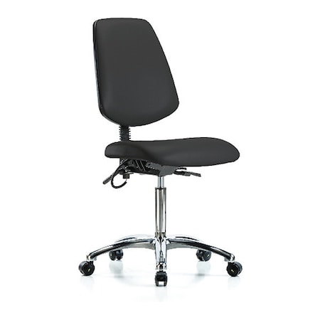 Zoro Select ESD Task Chair, Vinyl (Antibacterial), Black, 21-1/2 in to 29 in Seat Height, No Arms Arms, Rolling BR-ESD-VMBCH-MB-CR-T1-A0-NF-EC-ESDBLK