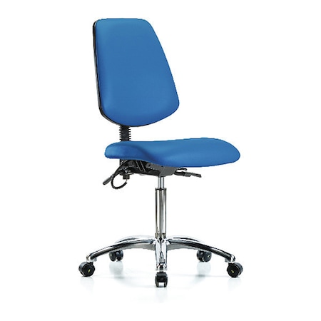 Zoro Select ESD Task Chair, Vinyl (Antibacterial), Blue, 21-1/2 in to 29 in Seat Height, No Arms Arms, Rolling BR-ESD-VMBCH-MB-CR-T0-A0-NF-EC-ESDBLU