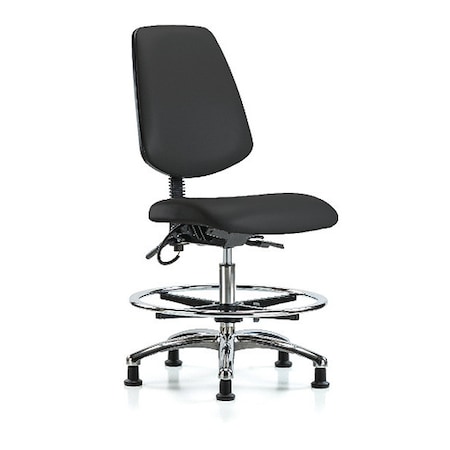 Zoro Select ESD Task Chair, Vinyl (Antibacterial), Black, 21-1/2 in to 29 in Seat Height, No Arms Arms BR-ESD-VMBCH-MB-CR-T1-A0-CF-EG-ESDBLK