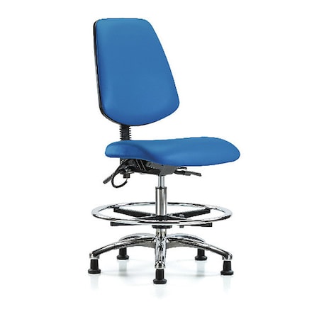 Zoro Select ESD Task Chair, Vinyl (Antibacterial), Blue, 21-1/2 in to 29 in Seat Height, No Arms Arms BR-ESD-VMBCH-MB-CR-T1-A0-CF-EG-ESDBLU