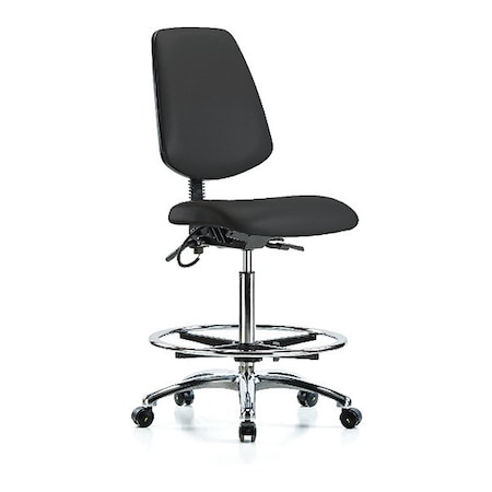 Zoro Select ESD Task Chair, Vinyl (Antibacterial), Black, 26-1/4 in to 36 in Seat Height, No Arms Arms, Rolling BR-ESD-VHBCH-MB-CR-T1-A0-CF-EC-ESDBLK