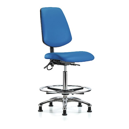 Zoro Select ESD Task Chair, Vinyl (Antibacterial), Blue, 26-1/4 in to 36 in Seat Height, No Arms Arms BR-ESD-VHBCH-MB-CR-T0-A0-CF-EG-ESDBLU