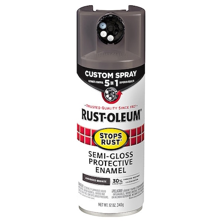 Rust-Oleum Rust Preventative Spray Paint, Anodized Bronze, Semi-Gloss, Solvent, 12 Oz 376911