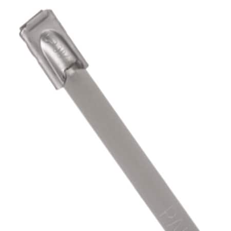 Panduit Cable Tie, 14-1/2 in L, 4 in Max Bundle Dia., Silver, 304 Stainless Steel, 200 lb Strength, 500 PK MLT4S-D