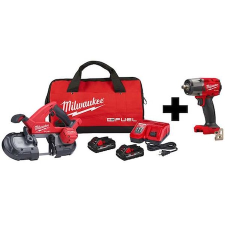 MILWAUKEE TOOL M18 Band Saw Kit and 1/2" Impact Wrench 2829-22, 2962-20