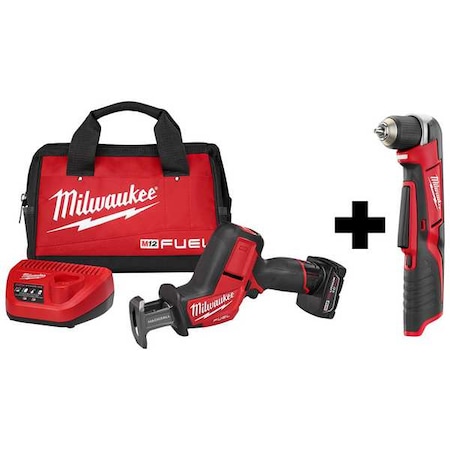 Milwaukee Tool M12 3/8 in Right Angle Drill/Driver + M12 FUEL HACKZALL Recip Saw Kit 2520-21XC, 2415-20