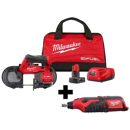 Milwaukee Tool M12 Rotary Tool + M12 FUEL Compact Band Saw Kit 2529-21XC, 2460-20