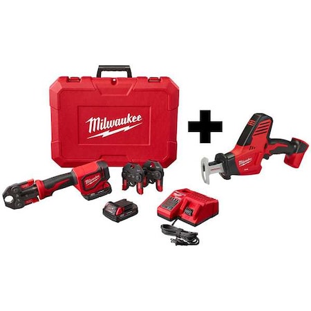 Milwaukee Tool M18 HACKZALL Recip Saw + M18 Short Throw Press Tool Kit w/ PEX Crimp Jaws 2674-22C, 2625-20