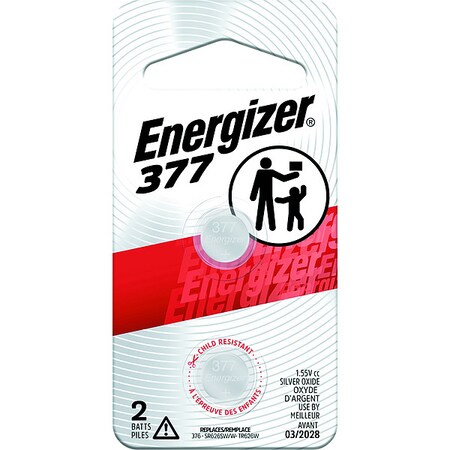 Energizer Coin Cell, 377, 1.5V, PK2 377BPZ-2