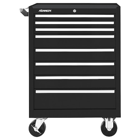 Kennedy Rolling Tool Cabinet, 8 Drawer, Black, 27 in W 378XBK