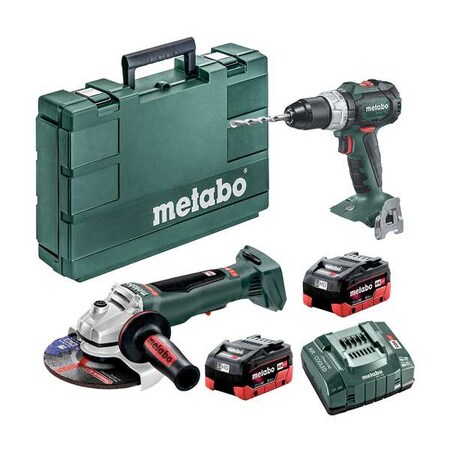 Metabo Angle Grinder 18V 6" + Hammer Drill Kit WPB18LTX150BL2X6.2AHLIHDKIT+SB18LTBL