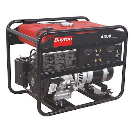 Dayton Portable Generator, Gasoline, 4,400 W Rated, 8,000 W Surge, Recoil Start, 120/240V AC, 41.7/20.8 A 38AW97