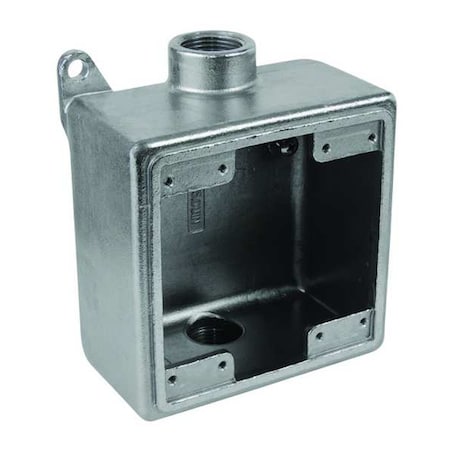 Calbrite Weatherproof Electrical Box, 45 cu in, FDCD Box Type, 2 Gangs, Stainless Steel, Square Shape S60700FDCD