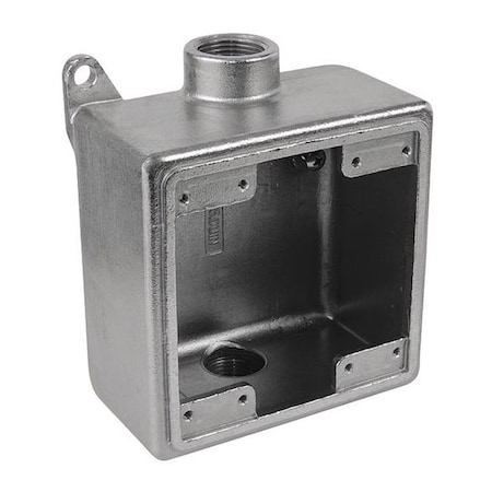 Calbrite Weatherproof Electrical Box, 45 cu in, FDCD Box Type, 2 Gangs, Stainless Steel, Square Shape S61000FDCD