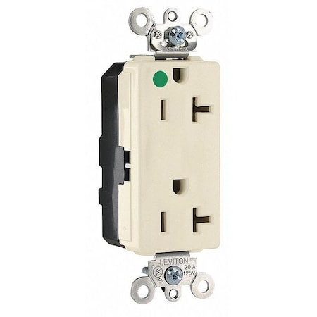 Leviton Straight Blade Receptacle, 5-20R, 20 A, 125V AC, 2 Pole, 3 Wire, Flush Mount, Self-Grounded M1636-ILI