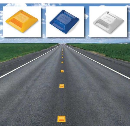 Tapco Temporary Pavement Marker, Plastic, 4 in Length, 4 in Width, 3/4 in Height, Amber, Adhesive Pad 102235BXK