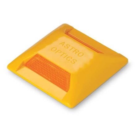 Tapco Temporary Pavement Marker, Plastic, 4 in Length, 4 in Width, 3/4 in Height, Amber, Adhesive Pad 102237BXK