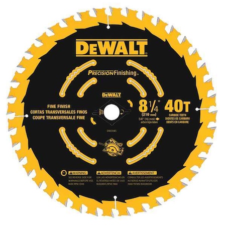 Dewalt 8-1/4" 40T Precision Finishing Saw Blade DW3185