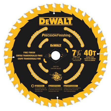 Dewalt 7-1/4In, 40-Teeth Precision Saw Blade DW3194
