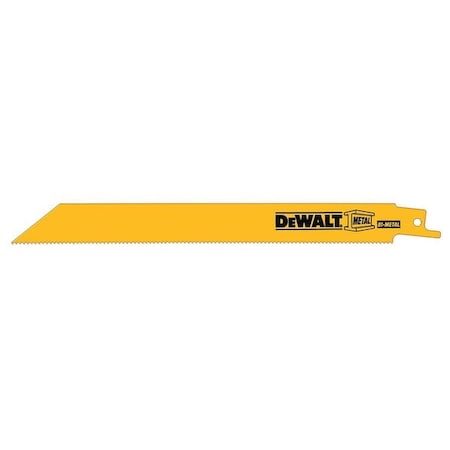 Dewalt 8" 14 TPI Straight Back Bi-Metal Reciprocating Blade, 100PK DW4809B