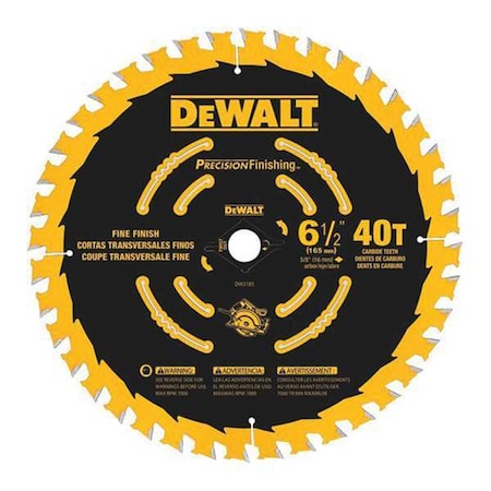 Dewalt 6-1/2In, 40-Teeth Precision Saw Blade DW9196