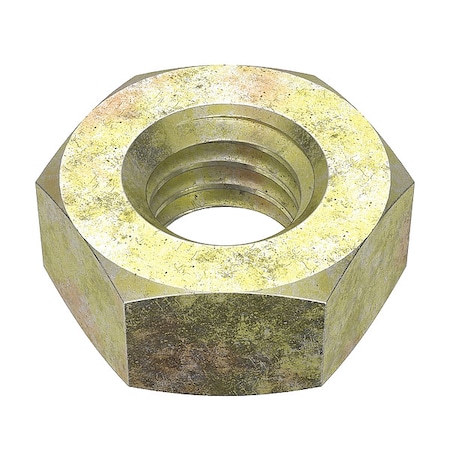 Zoro Select Jam Nut, 3/8"-24, Steel, Grade 5, Zinc Yellow, 15/64 in Ht, 50 PK U11073.037.0001