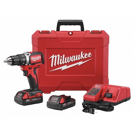 Milwaukee Tool M18 Brushless Cordless Drill/Driver Kit, 1/2 in, 18.0, (2) 2.0Ah Batteries + Hard Case Bundle 2701-22CT
