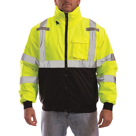 Tingley Large Bomber Jacket Hi-Vis, Yellow/Green, Polyester/Polyurethane Coating, L J26002.LG