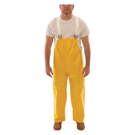 Tingley Rain Bib Overall, PVC, 31 in Inseam, 18 mil Thickness, Yellow, XL O32007