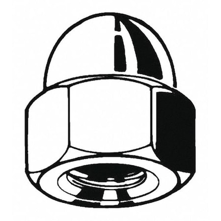 Zoro Select High Crown Cap Nut, M16-2.00, Steel, Zinc Plated, 28 mm H, 25 PK M16510.160.0001