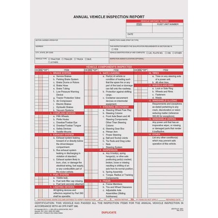 Jj Keller Vehicle Inspection Report, w/Carbon 2241