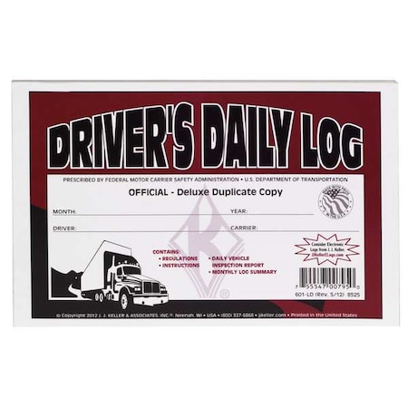Jj Keller Detailed Drivers Logbook, w/Carbon 8525